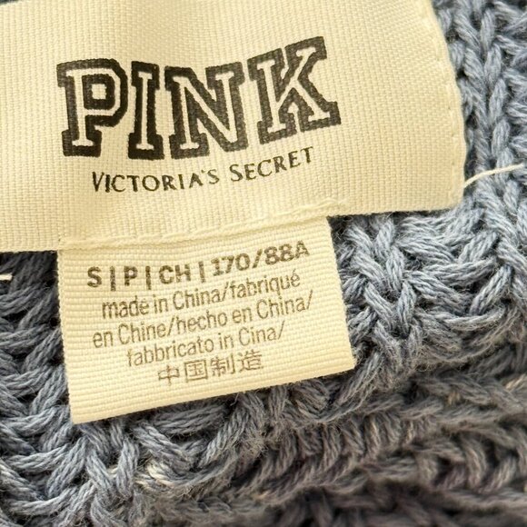 Victoria's Secret Pink Blue Washed open front Cardigan Boho Cozy Chunky - Picture 6 of 6